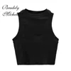 BRADELY MICHELLE Ragazze Estate Arrivo Breve Casual Mezzo collo alto Tinta unita Collant vintage lavorato a maglia Canotte 220316