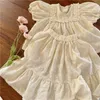 Clothing Sets Summer Korean Baby Girls Lace Embroidery Outfits Puff Sleeve Blouses Tutu Skirts 2Pcs Toddlers Kids Princess SetClothing