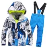 Брендовый лыжный костюм для мальчиков и девочек, непромокаемые брюки, комплект курток, зимняя спортивная утепленная одежда, детские лыжные костюмы-30 220812