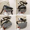 HBP Crossbody Bag Elegant Houndstooth Plaid Chain Waist s for Women Stylish Canvas Packs Female Fanny Pack Wide Band Chest 220727