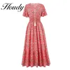 İlkbahar Yaz Nokta Baskı Kırmızı Dressv Yaka Kadınlar Rahat Kelebek Kollu Ruffles Orta Uzun Şifon Elbise Vestidos 220423