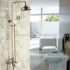 Ensembles de douche de salle de bains, ensemble de robinets à tête de pluie en laiton Antique de 8 pouces, mitigeur de baignoire avec main Krs147Bathroom