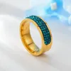 bagues en diamant pour femmes bande trois rangées pleines de cristal bague de couple en acier inoxydable bague classique pour hommes femme or bijoux de mode volonté et sable