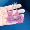 Bengelen kroonluchter rozen vrouwen drop oorbellen trendy sieraden mode -accessoires printen roze irisatie acrylicdangle kirs22