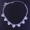 Kedjor Stonefans Fashion Rhinestone Heart Choker Halsband för kvinnor Enkel Shiny Transparent Crystal Round Jewelry Accessorieschains