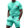 Tasarımcı Mens Trailtsits Yaz Men Set Sweetweit Sweetsuit Casual Düz Renkli T-Shirt Kısa Kollu ve Şort 2 Parça Setleri Moda Fitness Joggers Eğitim