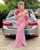 2022 Plus size Arabisch aso ebi roze luxueuze zeemeermin prom jurken pure nek stijlvolle avond formeel feest tweede receptie verjaardag verlovingsjurken jurk zj365