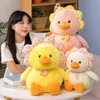 Pc Cm Beautiful Fuzzy Duck Cuddles Cartoon Farcito Morbido con fiori Cuscino peluche Kawaii Room Decor Sussen Dolls J220704