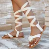 Toe Summer Open Sandaler Kvinnor Skor Bekväm plattform Bandage Non-Slip Female Slippers Outdoor Zapatillas Mujersandals 21995