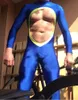 Trajes sexy de roupas de gato lycar spandex zentai apertado azul royal masculino aberto