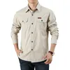 2022 Men's Casual Casual Casual Longo Mangas Longa 2022 Algodão Sólida Cor de meia-idade e camisa jovem Casuais Mangas de lapela Top Men Big Size X-6xl