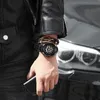 남성용 군사 시계 뼈대 자동 기계 손목 시계 탑 브랜드 럭셔리 실버 골드 큰 가죽 Reloj Hombre 220407