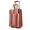 حقيبة سفر حقيبة عربة مخططة مجموعة مع حقيبة حقائب السفر الأمتعة عجلات تحمل على حقيبة فاخرة