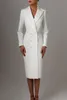 White Double Breasted Mother Of The Bride Dresses Wedding Party Blazer Women Long Jacket Suits Ladies Tea Length Prom Evening