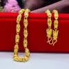 Unique Hollow W Necklace 18K Gold Olive Beads Chain with Dragon Design Necklace for Men Jewelry 60cm Long1478073