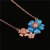Hänge halsband söta kvinnliga blommahalsband rose guld silver färgkedja vintage vit blå opal för kvinnor