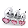 Butt Plug Unisex Sex Stopper 3 Size Anal Plug Heart Stainless Steel Crystal Stimulator Sex Toys Prostate Adult Massager Dildo Y220427