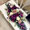 Decoratieve Bloemen Kransen Luxe DIY Bruiloft Decor Tafel Bloemenloper Kunstmatige Rij Arrangement Centerpieces Roos Lelie Pioenrozen Groen Le