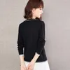 Damesbreien T Tees Vintage Women Lace Black Wit Cardigan Sweater Harajuku Sexy V Neck Crop Tops met lange mouwen vrouw gebreide knop omhoog stolsel