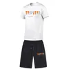 Casual mannelijke sportset Trapstar Gedrukte korte mouw tracksuit herenmerk 2 pc's katoen t-shirt korte broek set 220610