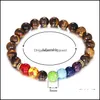 Beaded Strands Bracelets Jewelry 5 Style Beaded Bracelet Tiger Eyes Brown Blue Stone 7 Chakra Healing Nce Beads Yoga Lif Dhbpn