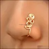 Nose Rings Studs Body Jewelry 16 Styles Small Copper Fake For Women Non Piercing Gold Plated Clip On Cuff Stud Girls Fashion Party Drop De