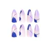 False Nails Oval Head Almond Abstract Line Design Artificial Fake Full Cover Nail Tips Press On DIY Manicure ToolsFalse
