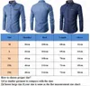 Homens Casual Slim Fit Elegante Lavagem Denim Mangas Compridas Jeans Camisetas Moda Inteligente Roupas Masculinas M XXXL 220712