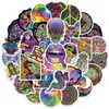 50Pcs/Lot Cartoon Psychedelic Sticker Hippie Stickers Aesthetic Art Graffiti Decals Skateboard Fridge Guitar DIY Sticker