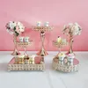 Other Bakeware 3pcs-11pcs /lot Square Crystal Gold European-Style Wedding Props Three-Layer Snack Stand Metal Cake