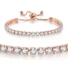 Verstelbare luxe 4mm kubieke zirkonia tennis armbanden ijs uit ketting kristal bruiloft armband voor vrouwen rose goud kleur diamanten armband