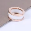 Black White Ceramics Spring Rings for Women Men Girls Ladies Midi Classic Designer Wedding Bands Brand Jewelry