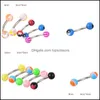 Body Arts Set Of 110 Colorf Piercing Barbell Stainless Steel Acrylic Nose Tongue Lip Belly Bar For Men And Women Dr Topscissors Dhce6