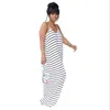 Designer Dames Casual Jurken Met Hoofddoek Sexy Sling Mouwloze Kleurrijke Streep Gedrukt Zonnejurk Bruiloft Maxi Jurk