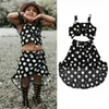 Kids Baby Girls Polka Dot Clothes Sets Vintage Sling Bow Vest Crop Tops Irregular Lace up Skirts 2Pcs Girl Summer Outfits 1 6Y 220620