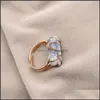 Pierścienie opaski biżuteria naturalny kryształowy kamień pierścienia nieregularne przewody wirusowe kobiety leczące ametystów fluoryt złoty kolor kolorów kwir dhhxt