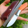 Promozione Coltello dritto di sopravvivenza 440J2 Lama satinata Full Tang G10 Coltelli a lama fissa con fodero in pelle