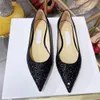 Classic fashion women's Flat gradient color dress shoes Party sexy Lysine stone beads pointy toe women's luxury designer Mar
