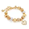 2022 New Gold Love Crystal Charms for Pandora Bracelets Women Fashion Jewelry Valentine Gift Chain Designer Original Trend Brand335S