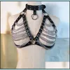 Kettingen holle tank tops goth metalen o ringen klinknagels lederen bondage riemen crop top sexy vrouwen lingerie drop levering 2021 set ondergoed hij