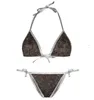 Home Textile Sexy Embroidery Bikini Set Brand Letters Swimwears Designer Metal Chain High Quality Ladies Backless Split Swimsuit bikinis