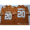Uf 34 Ricky Williams Texas Longhorns 10 Vince Young 20 Earl Campbell Maglie NCAA College Football con doppia cucitura Nome e numero