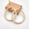 Hoop Huggie Brown pärlstav träörhängen för kvinnliga smycken 2022 naturstenpärlor stora grossisthoop kirs22