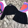 Novos conjuntos de roupas de moda de designer meninas algodão camiseta duas peças top marca crianças puff manga vestido camisas ternos preto branco roupas de bebê