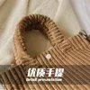 Women's Tote Bag Corduroy Crossbody s 2021 Girl Shopper Purse Fashion Casual Solid Color Minimalist Style Bucket Handbags