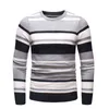 Herbst Winter Neue Mode Männer Rundhals Pullover Kleid Casual Gestreiften Slim Fit Warme Pullover Tiefe Shirt Top L220801