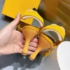 2022 Summer Womens Sandals Thick High High Heels Designer Sandaler Spetsade bokstäver Fashion High Heels Bow Canvas Wedding Shoes