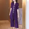 Pantaloni a due pezzi da donna Miyake a pieghe vestito casual per le donne 2022 estate elegante abbigliamento per la madre di alta qualità di grandi dimensioni paffuto