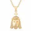 Hip Hop Necklaces Crown Jesus Head Pendant Necklace with Diamond Necklace Party Birthday Gift Hip Hop Jewelry