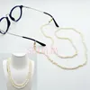 Cadena de gafas mejorada, cadena y collar de doble propósito, perlas blancas naturales, accesorios, collar de mujer W220422